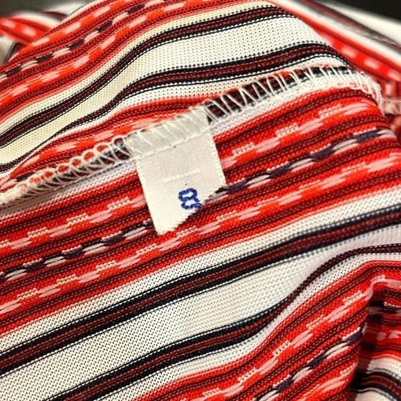 Vtg Disco 70s Boden Knits Dagger Collar Button Down Red White Womens Shirt Small - Picture 4 of 7